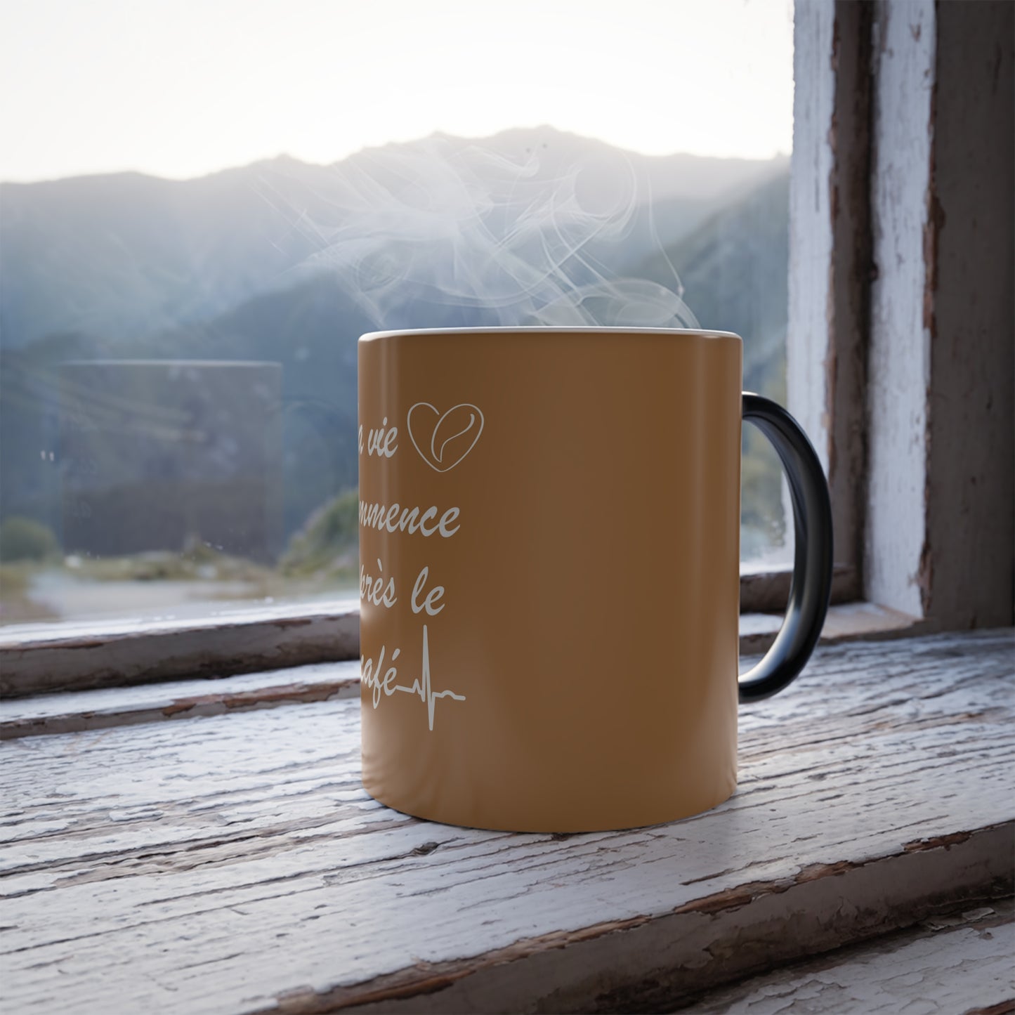 Life begins after coffee Color Morphing Mug, 11oz French