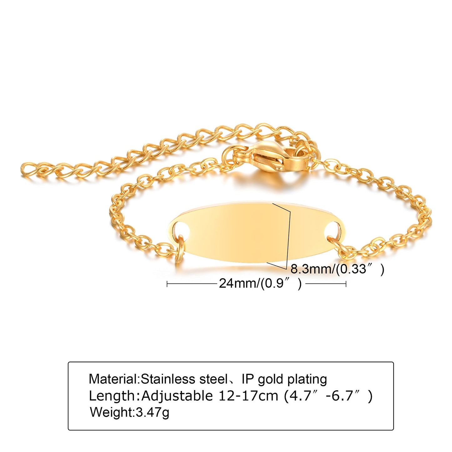 Custom Personalized Name Baby ID Bracelet