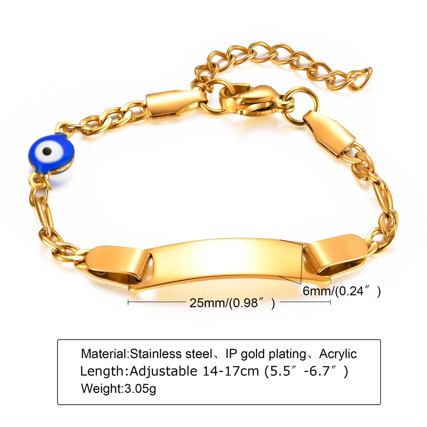 Custom Personalized Name Baby ID Bracelet
